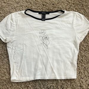 Forever 21 abstract flower cropped shirt